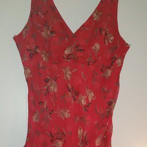 Red with brown floral print